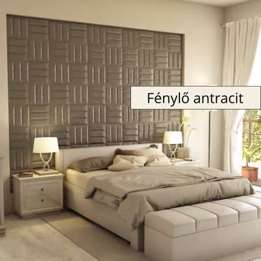 Literole 3D falpanel 60x60cm - Fénylő antracit