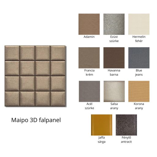 Maipo 3D falpanel 60x60 cm- többféle színben