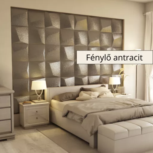 Mezolit 3D falpanel 40x40cm - Fénylő antracit