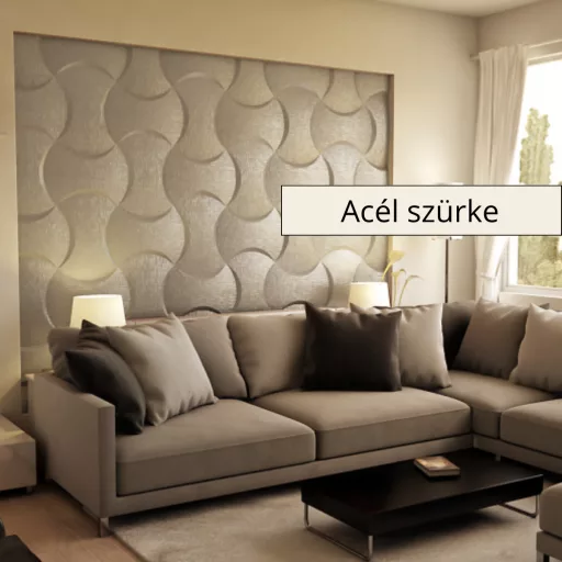 Monte 3D falpanel 60x42,5cm - Acél szürke