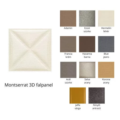 Montserrat 3D falpanel 40x40cm - többféle színben