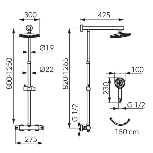 Ferro Tervi termosztátos zuhanyszett 3F gunmetal