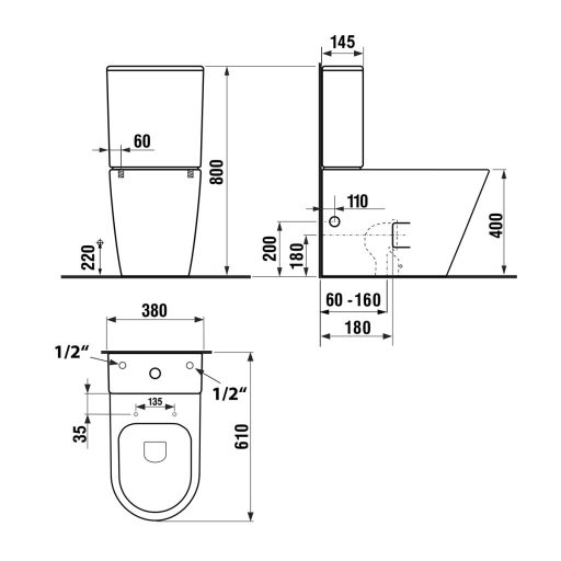 Sapho Paco MB WC rimless tartállyal 380x800x610 mm (PC1012WR)