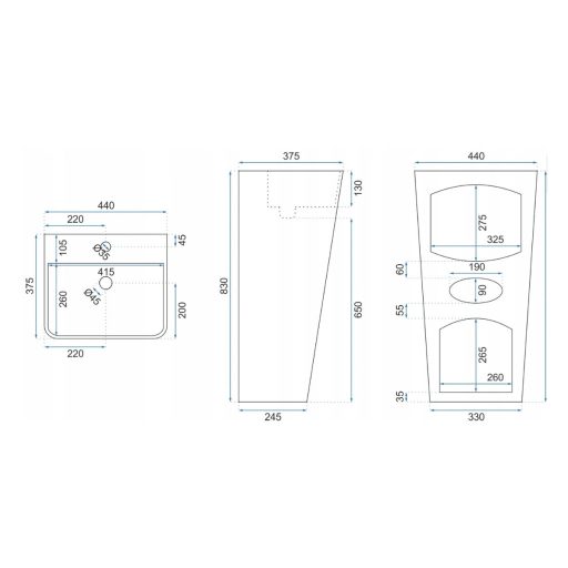 Aris szabadonálló mosdó fehér (POD02)