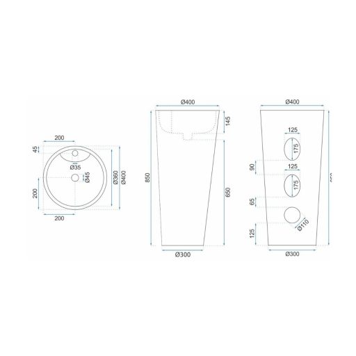 Blanka szabadonálló mosdó fekete (POD03)