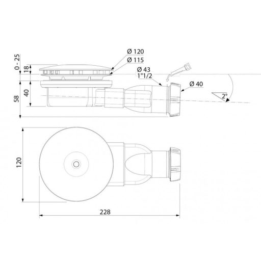 R400 SLIM W zuhanytálca szifon