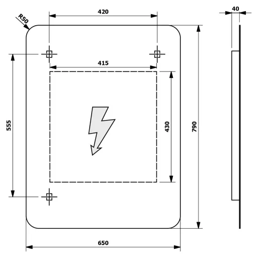Sapho Senfineco Led 3D tükör fekete 65x80