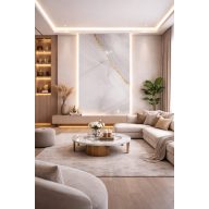 Beltéri SPC Falpanel 2800x1200 mm- Világos szürke márvány mintás, arany erezettel