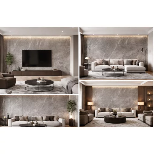 Beltéri SPC falpanel 600x1200x4 mm- Szürke márvány mintával