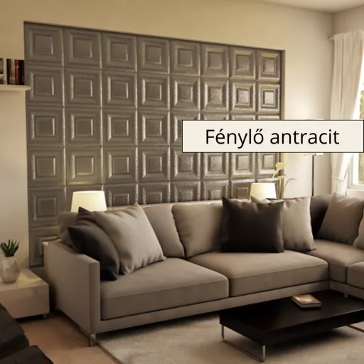 Sabaya 3D falpanel 40x40cm - Fénylő antracit