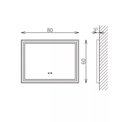 Floating Mirror Aura 80x60 cm fekvő fali tükör led világítással