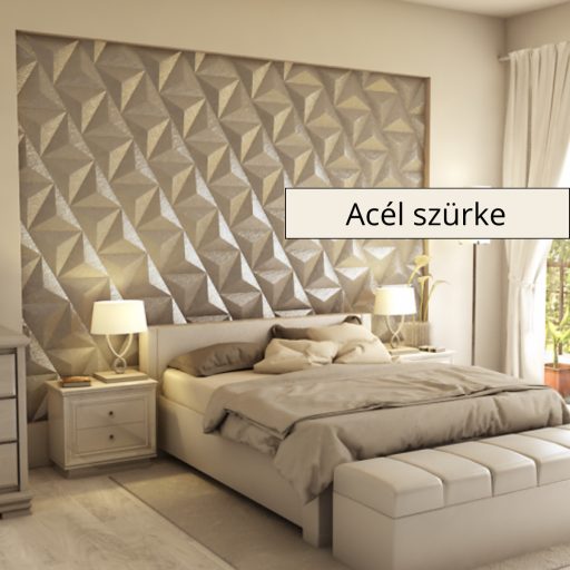 Triacono 3D falpanel 34,8x34,8x34,8cm - Acél szürke