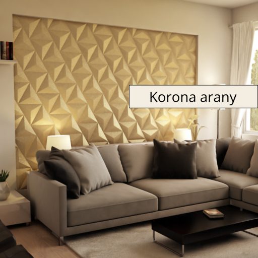 Triacono 3D falpanel 34,8x34,8x34,8cm - Korona arany