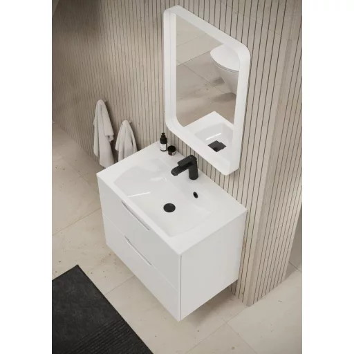 Strip 80x70 fürdőszobai tükör világítással, fehér