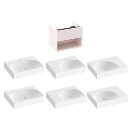 SD Lite 60 fürdőszobai szekrény mosdó alá Alabaster Pink