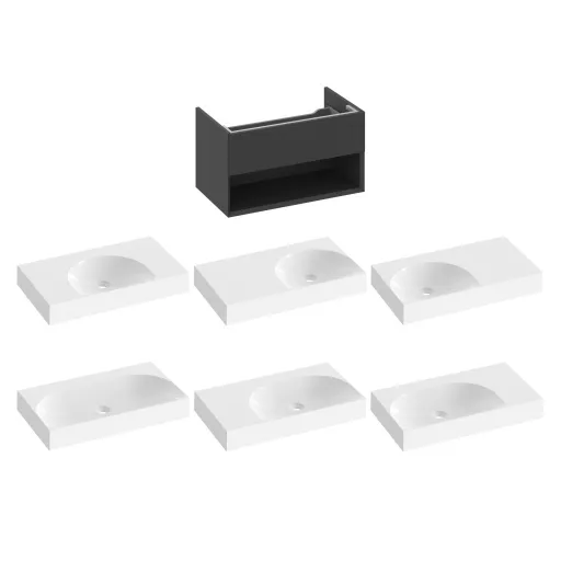 SD Lite 80 fürdőszobai szekrény mosdó alá matt fekete