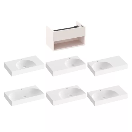 SD Lite 80 fürdőszobai szekrény mosdó alá Alabaster Pink