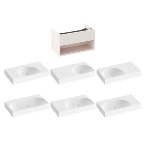 SD Lite 80 fürdőszobai szekrény mosdó alá Alabaster Pink