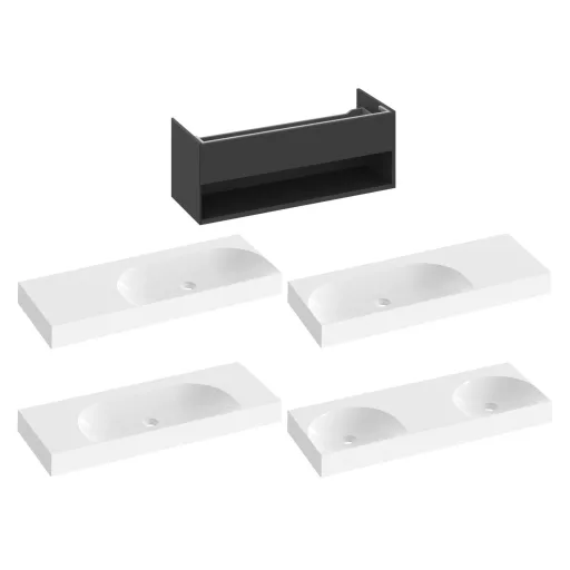 SD Lite 120 fürdőszobai szekrény mosdó alá matt fekete