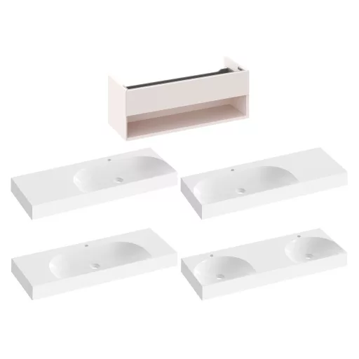 SD Lite 120 fürdőszobai szekrény mosdó alá Alabaster Pink