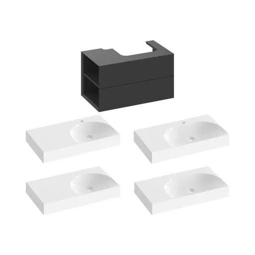 SD Lite 80 B fürdőszobai szekrény mosdó alá matt fekete