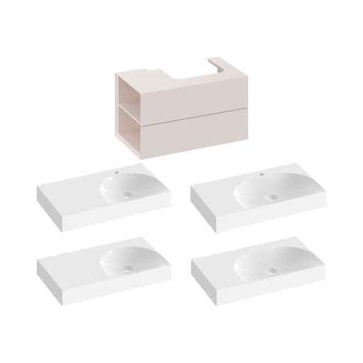 SD Lite 80 B fürdőszobai szekrény mosdó alá Alabaster Pink