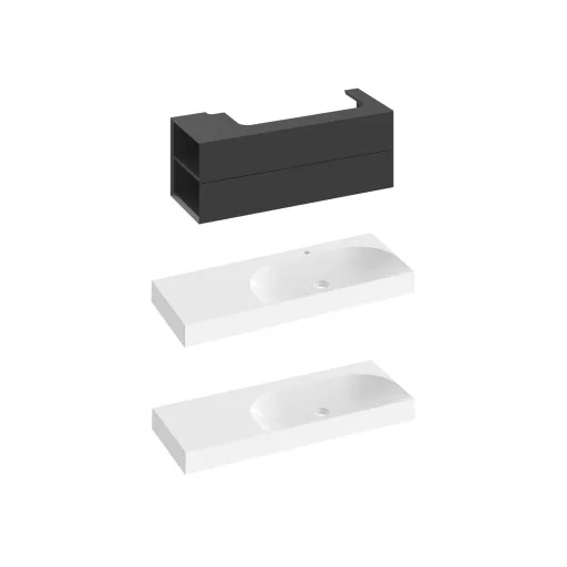 SD Lite 120 B fürdőszobai szekrény mosdó alá matt fekete