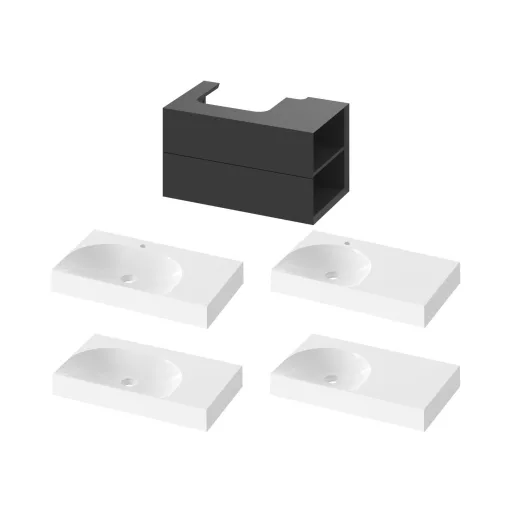 SD Lite 80 J fürdőszobai szekrény mosdó alá matt fekete