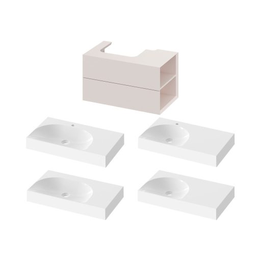 SD Lite 80 J fürdőszobai szekrény mosdó alá Alabaster Pink