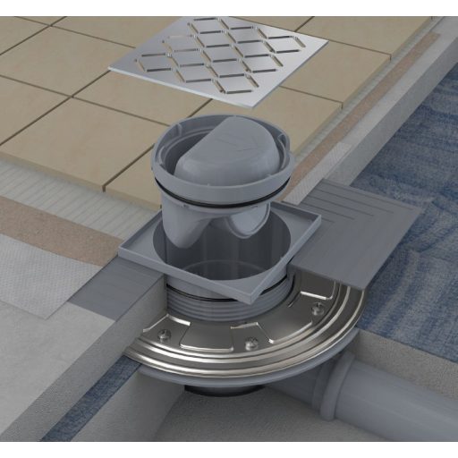 Padlóösszefolyó SN501 105 x 105 / 50 mm - rozsdamentes acél