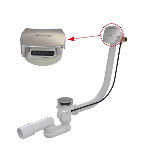 Kádfeltöltés a túlf. kád le/túlf.szett-tel 800 B H/K krómozott fedéllel