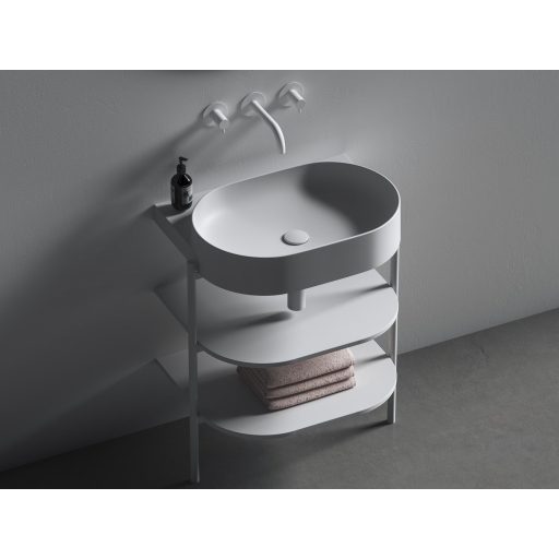 Flat mosdólefolyó kerámia fedéllel, matt fehér