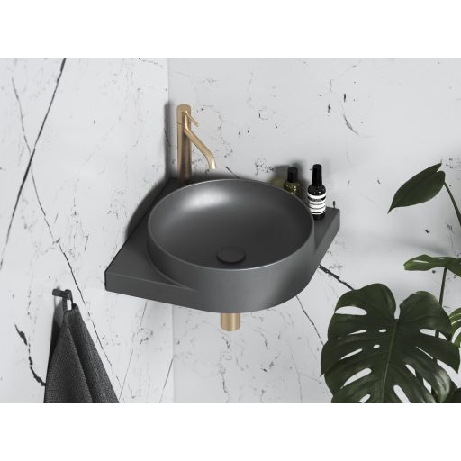 Flat mosdólefolyó kerámia fedéllel, antracit