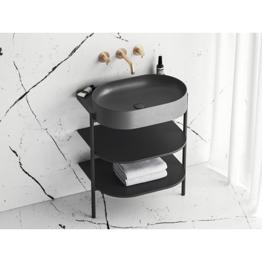 Flat mosdólefolyó kerámia fedéllel, antracit