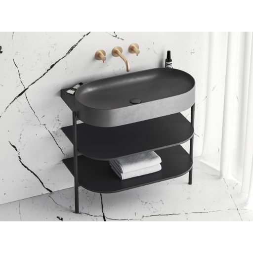 Flat mosdólefolyó kerámia fedéllel, antracit