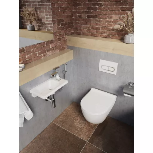 Uni Chrome RimOff fali WC, ülökével, fehér