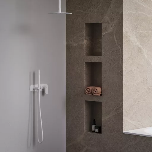 Eleganta falba süllyesztett csaptelep szettel, kétutas, belső egység nélkül EL 065.10WV.O2.RB07D.+S, White Velvet