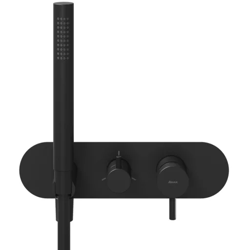 Espirit falba süllyesztett csaptelep szettel, háromutas, belső egység nélkül ES 068.20BLM.O3.RB07D.+S, matt fekete