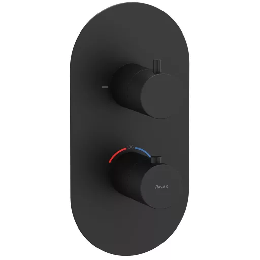 Espirit falba süllyesztett termosztátos csaptelep, kétutas, beslő egység nélkül ES 063.20BLM.O2.RB07C, matt fekete