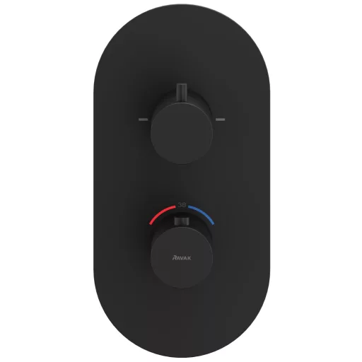 Espirit falba süllyesztett termosztátos csaptelep, kétutas, beslő egység nélkül ES 063.20BLM.O2.RB07C, matt fekete