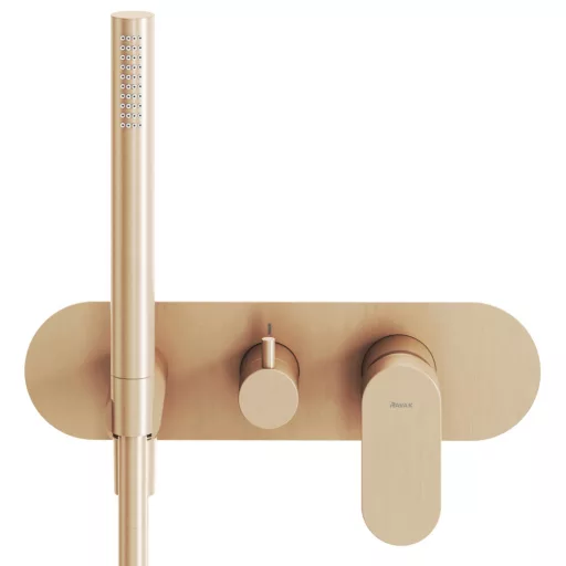 Eleganta falba süllyesztett csaptelep szettel, kétutas, belső egység nélkül EL 065.60RGB.O2.RB07D.+S, rose gold