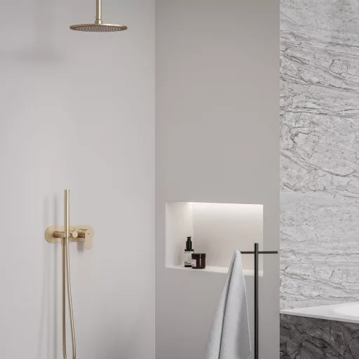 Eleganta falba süllyesztett csaptelep szettel, kétutas, belső egység nélkül EL 065.60RGB.O2.RB07D.+S, rose gold