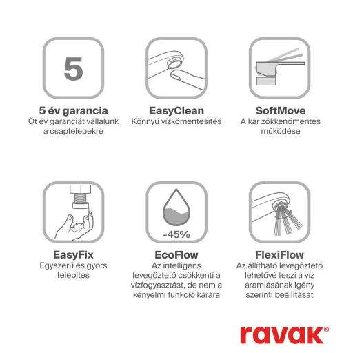 Eleganta álló mosdócsaptelep BeCool 335 mm leeresztő nélkül EL 015.01CR, Chrome