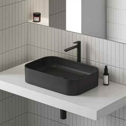 Eleganta álló mosdócsaptelep BeCool 335 mm leeresztő nélkül EL 015.21BLM, matt fekete
