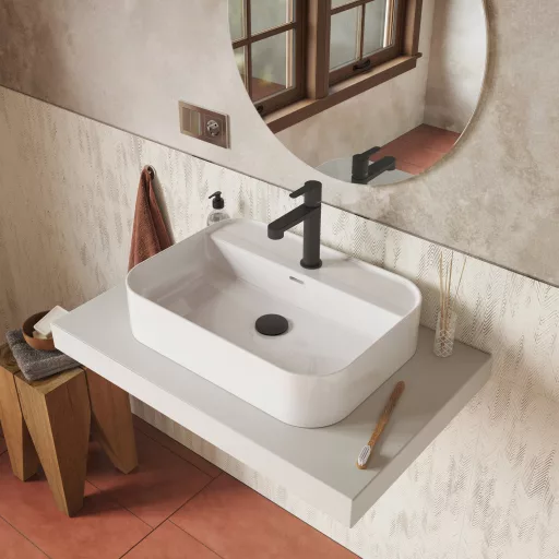 Puri álló mosdócsaptelep leeresztő nélkül 190 mm, PU 014.21BLM, matt fekete