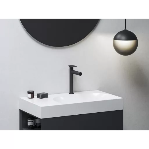 Spring mosdócsaptelep 255 mm, leeresztő nélkül, matt fekete SG 014.20BLM