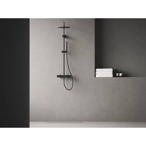 Spring termosztátos zuhanyoszlop, állítható, zuhanyszettel, matt fekete SG 091.20BLM