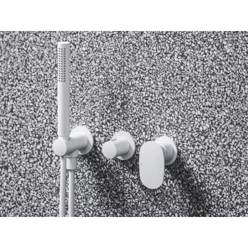 Spring 2-utas falba süllyesztett csaptelep testtel, zuhanyszettel, matt fehér SG 065.10WHM.O2.+S