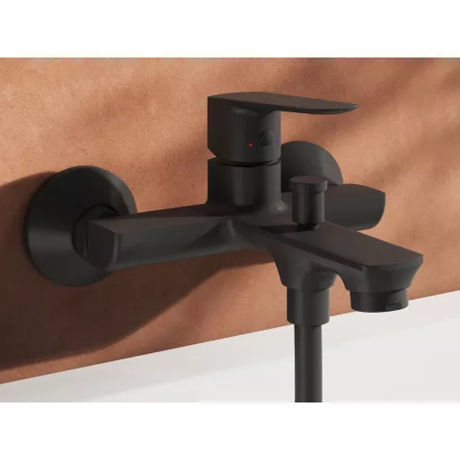 Life fali kádcsaptelep szettel, matt fekete  LF 022.20BLM.+S