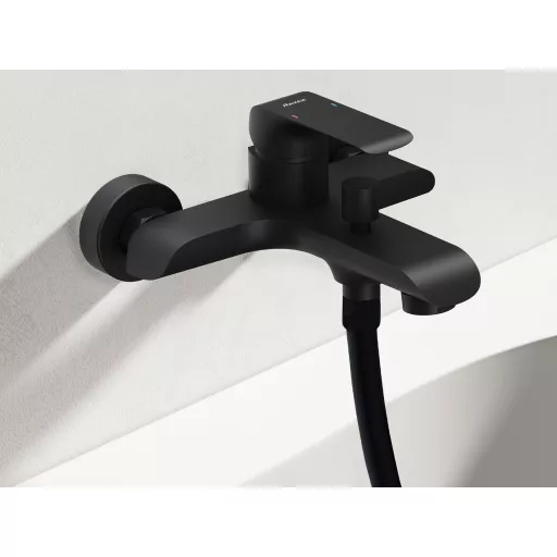 Flat fali kádcsaptelep szettel, matt fekete FL 022.20BLM+S